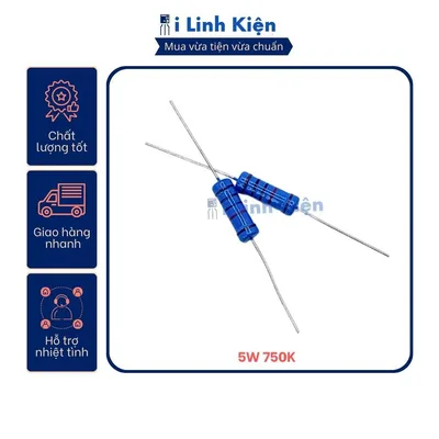 Điện trở vạch 5W 750K 1% chân đồng chính hãng